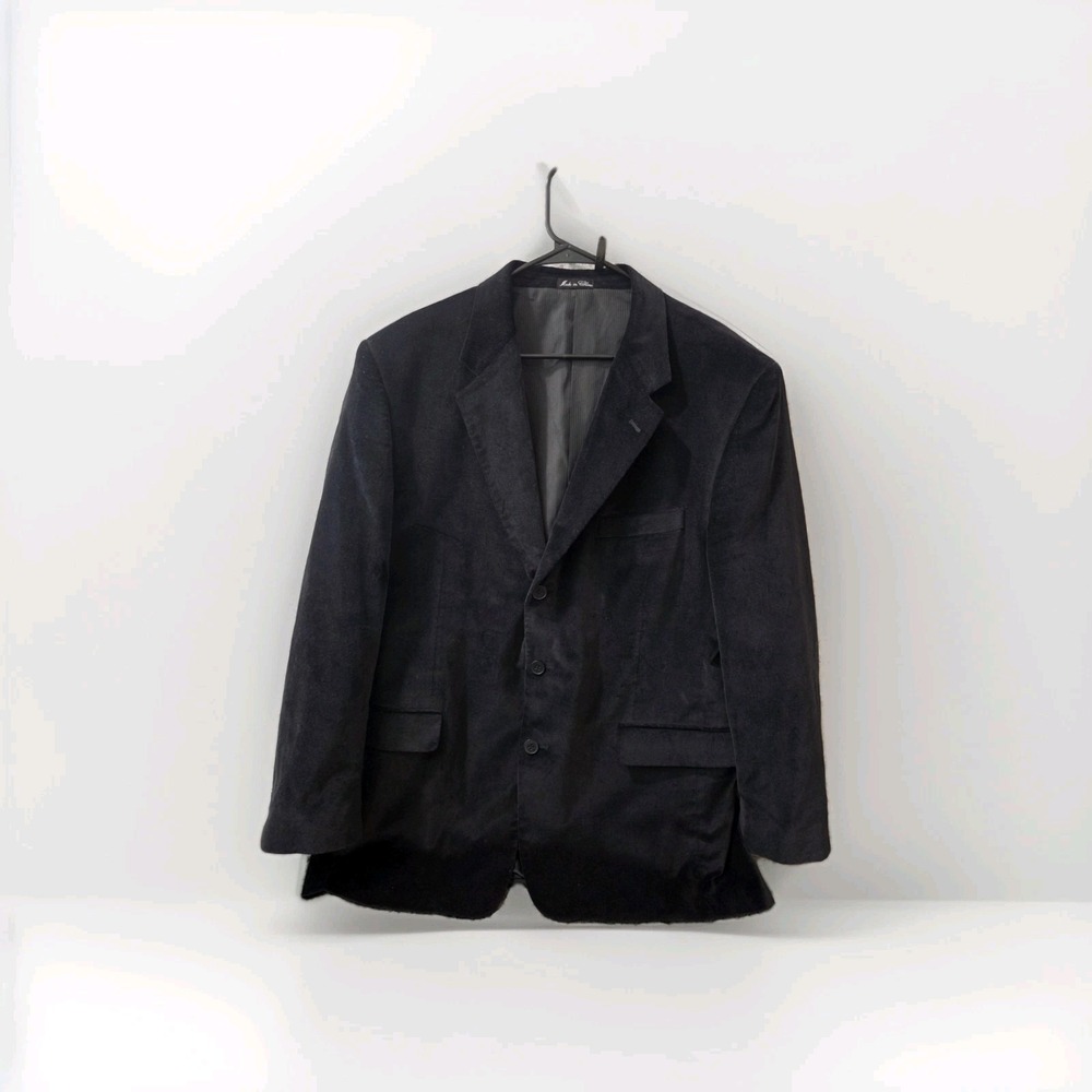 Calvin America Navy Blue Velvet Blazer Jacket Men's 44R 3 Button Classic Formal